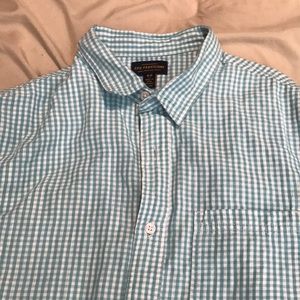 Turquoise and White Checkered Button Up Shirt